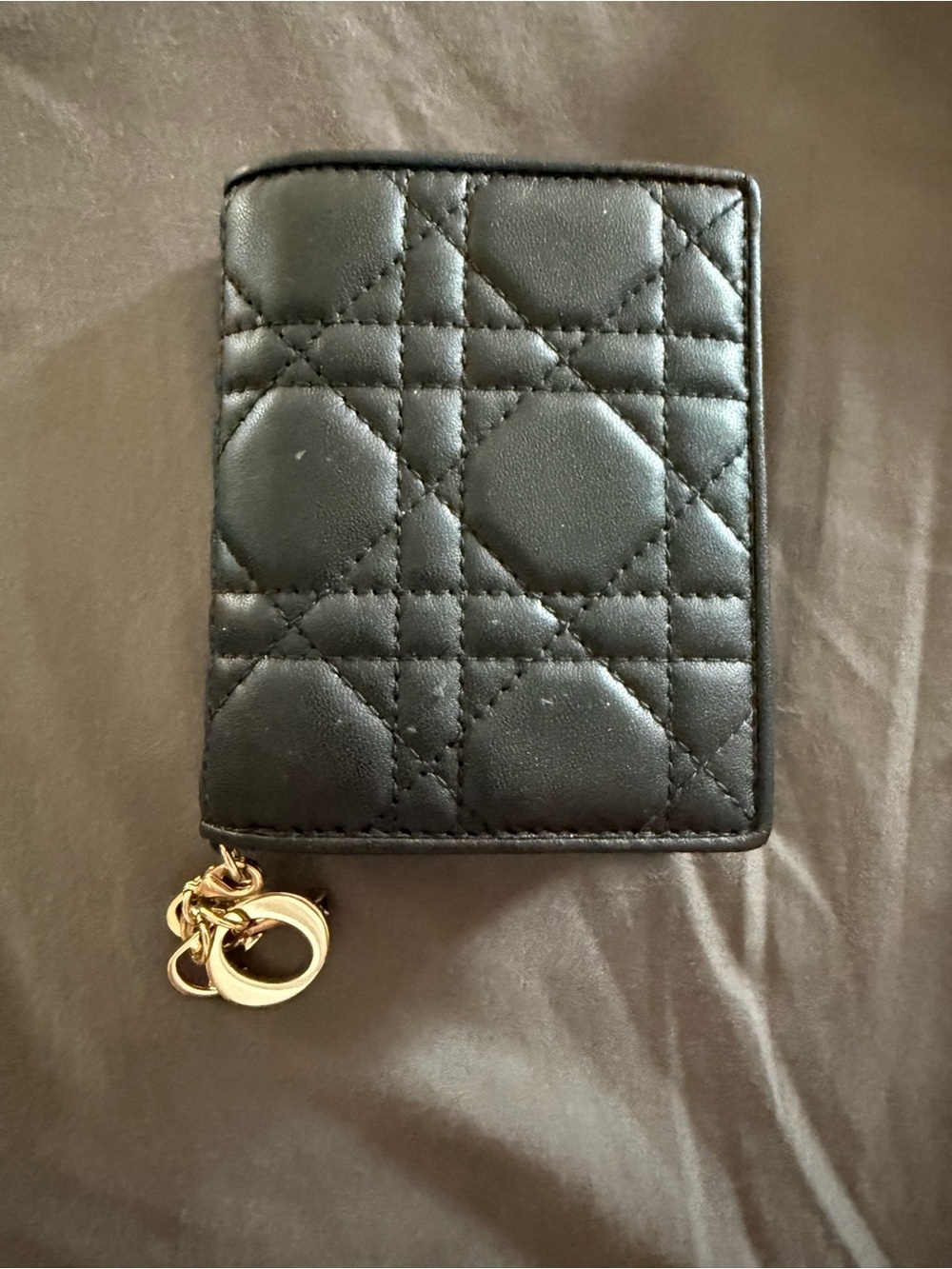 Dior Black Quilted Leather Wallet with Gold Hardware